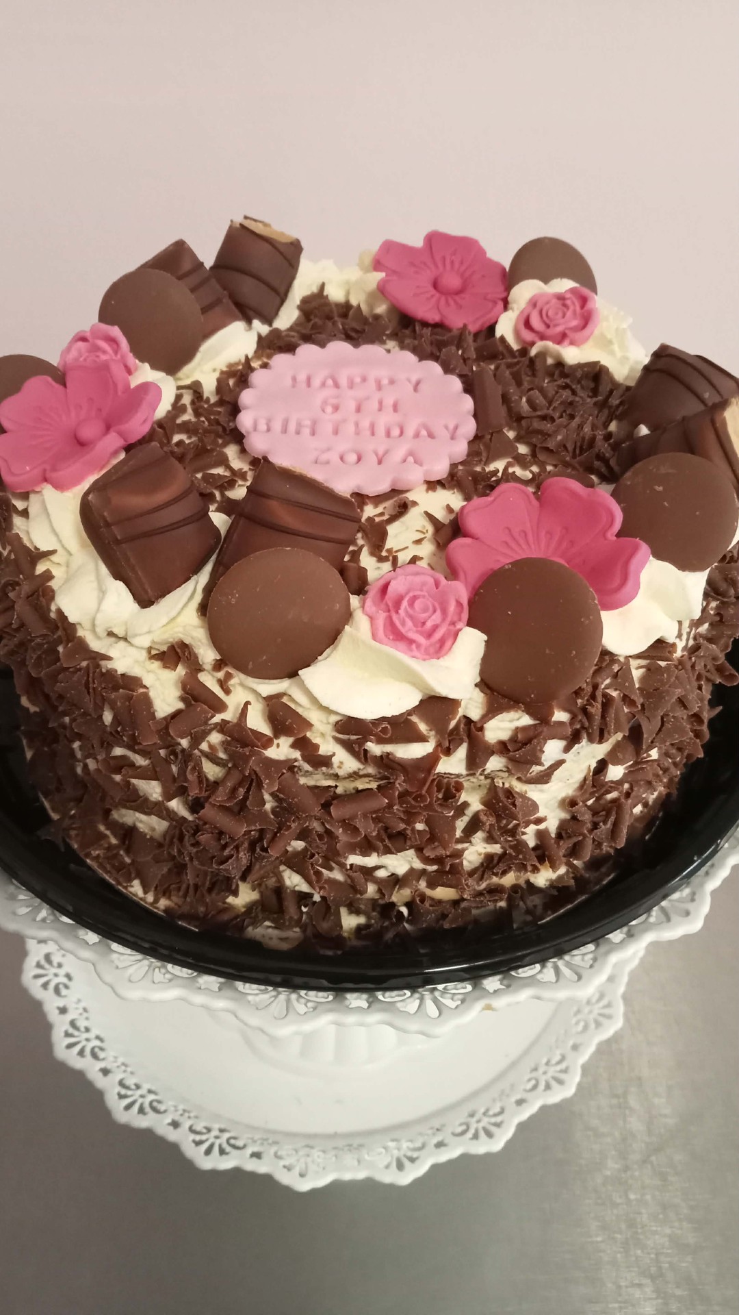 Chocolate Pink Blossom — simple celebration cake design