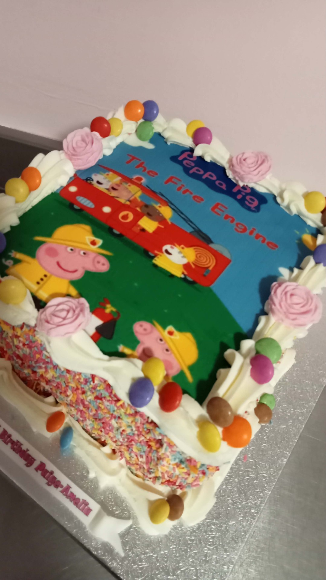 Peppa Fire Engine — simple celebration cake design