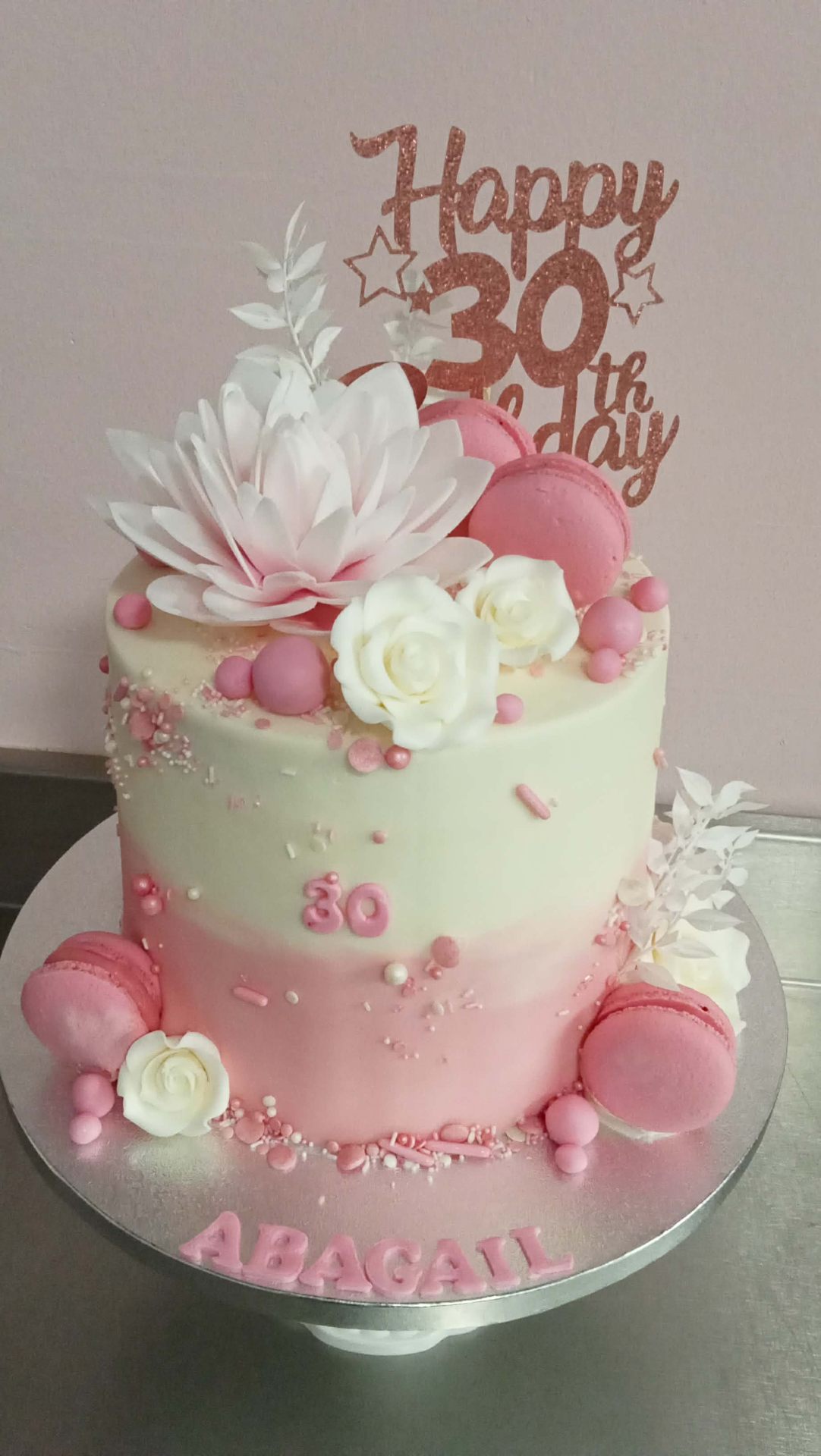 Pink Ombre Lotus — drip cake design
