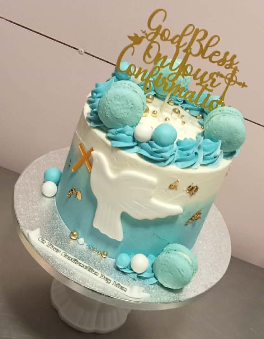 Aqua Dove Confirmation — Communion & Confirmation cake design