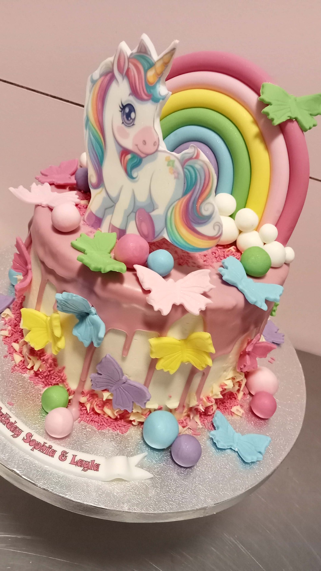 Unicorn Butterfly Rainbow — Birthday cake design
