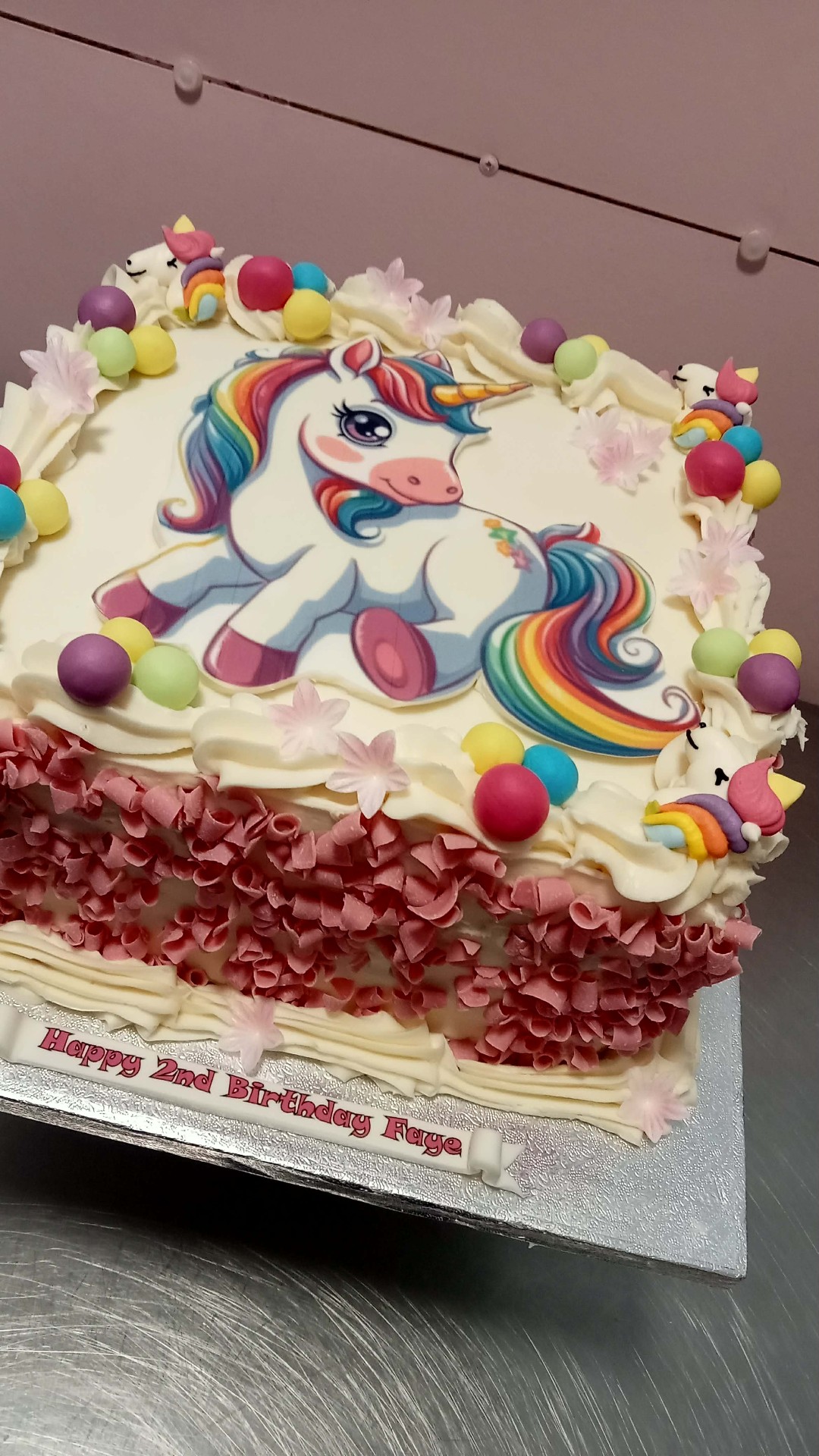 Rainbow Unicorn — simple celebration cake design