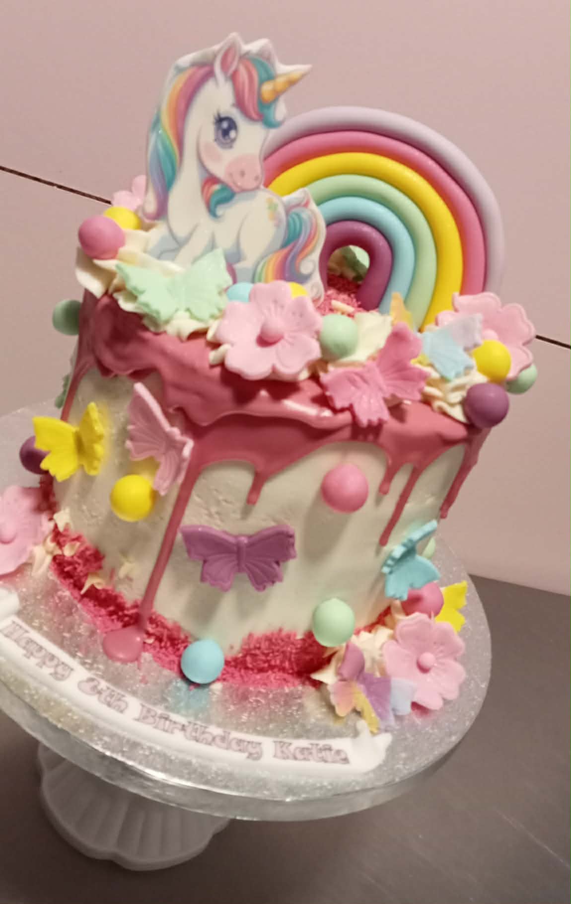 Unicorn Butterfly Drip — Birthday cake design