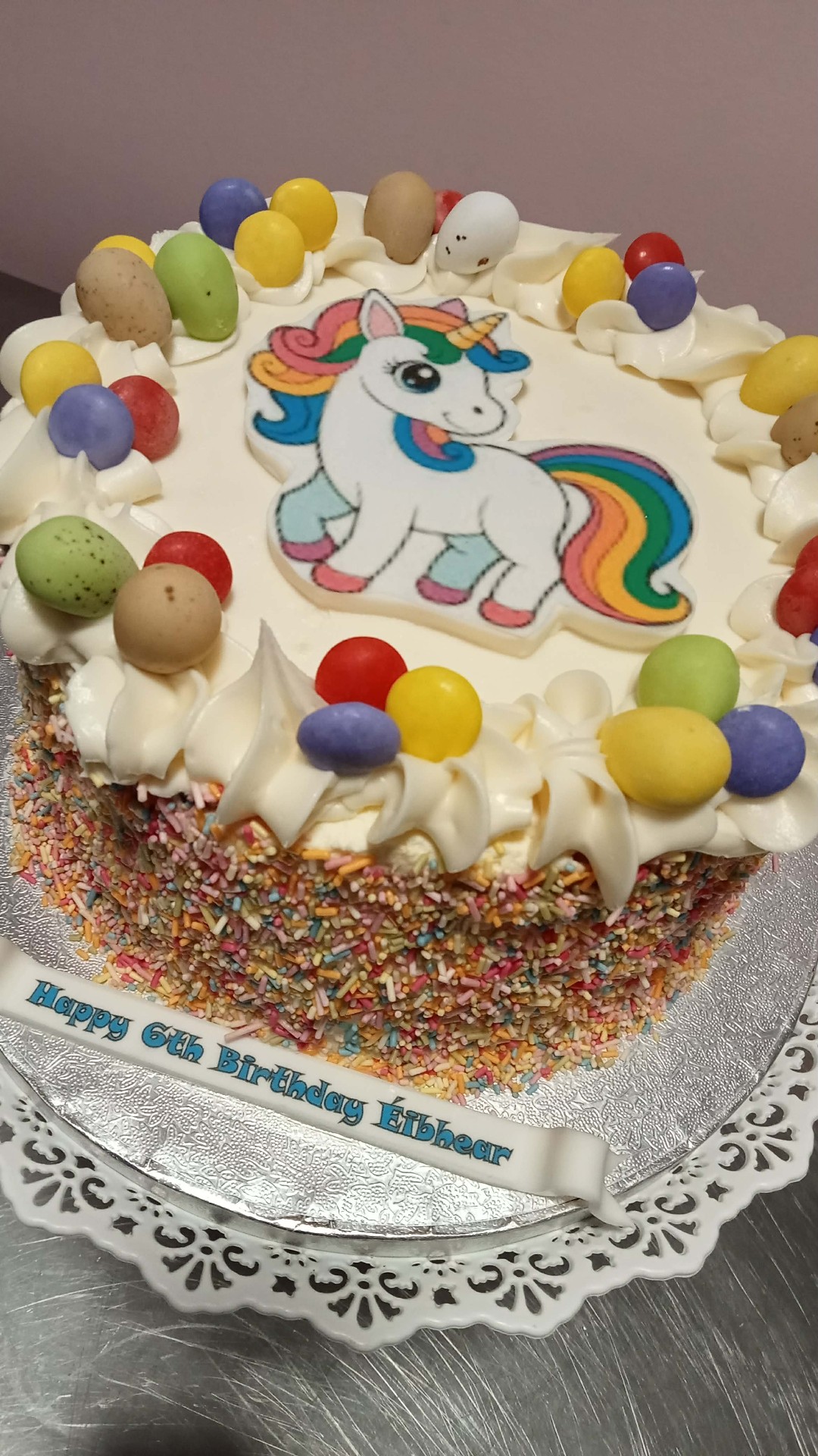 Rainbow Unicorn Sprinkle — simple celebration cake design