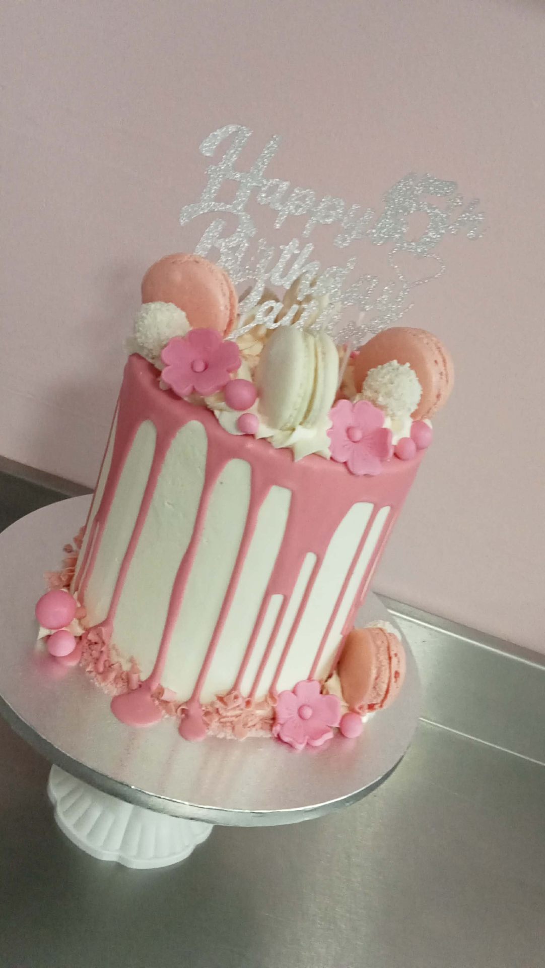 Pink Petal Drip — drip cake design