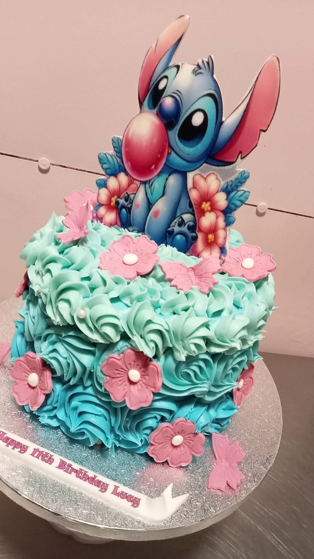 Blue Rose Stitch — Birthday cake design