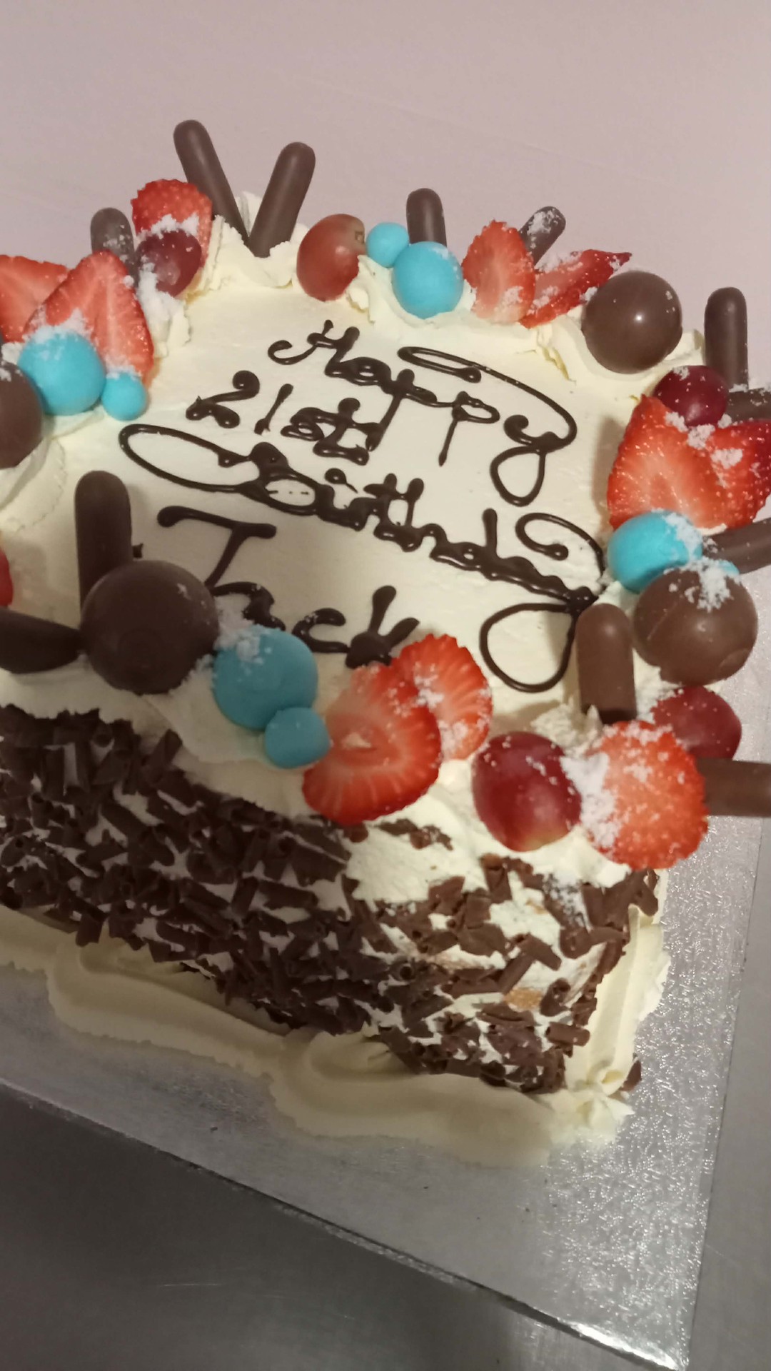 Chocolate Strawberry Swirl — simple celebration cake design