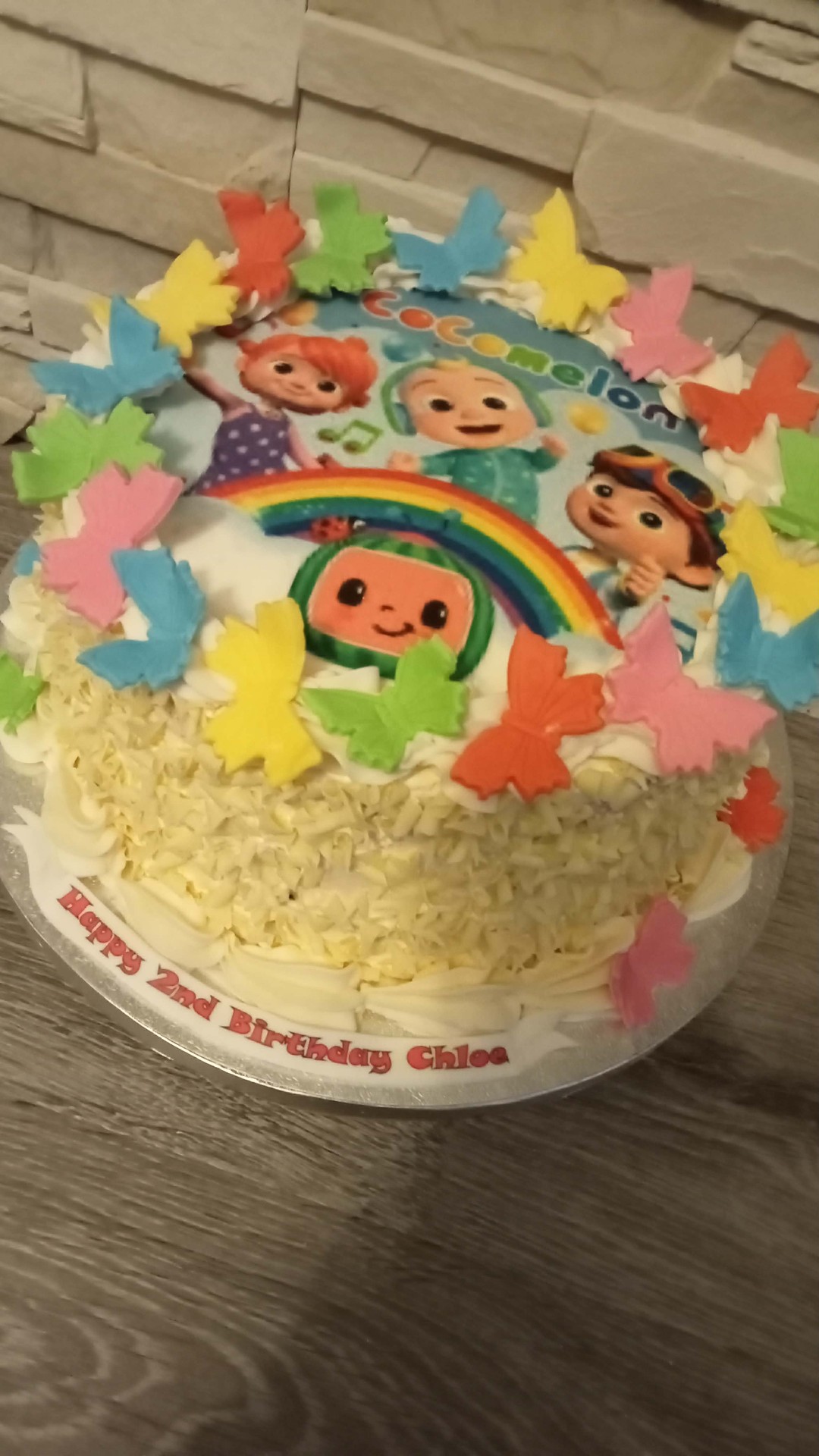Cocomelon Butterflies — simple celebration cake design