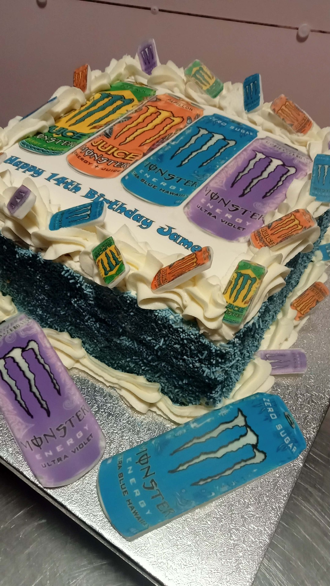 Energy Cans — simple celebration cake design