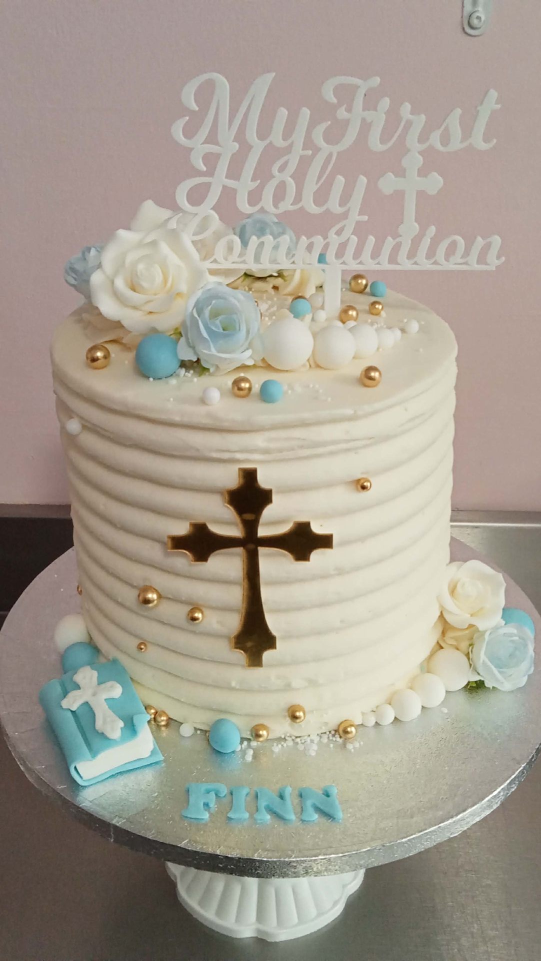 Blue Rose Communion — Communion & Confirmation cake design