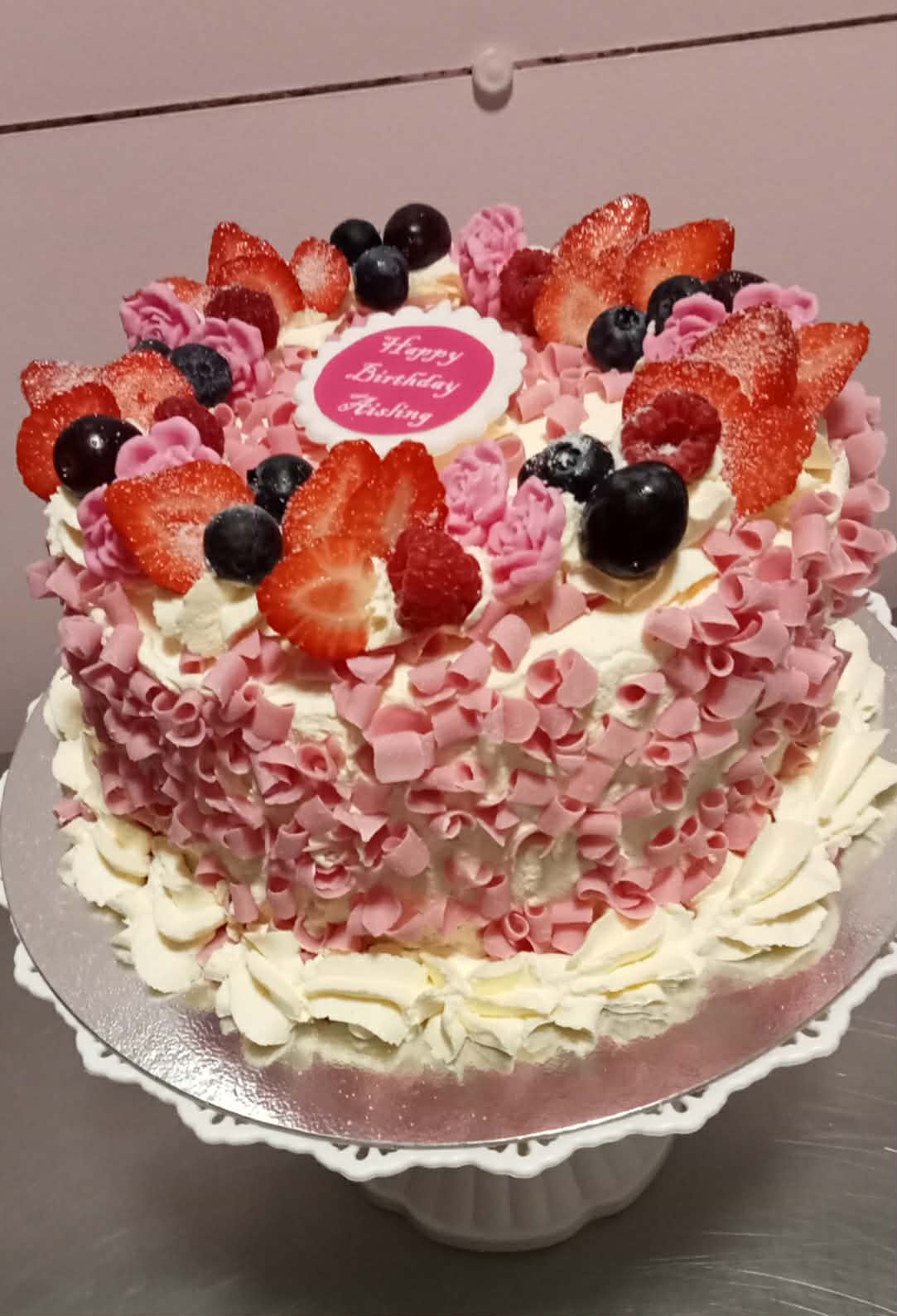 Berry Pink Curls — simple celebration cake design