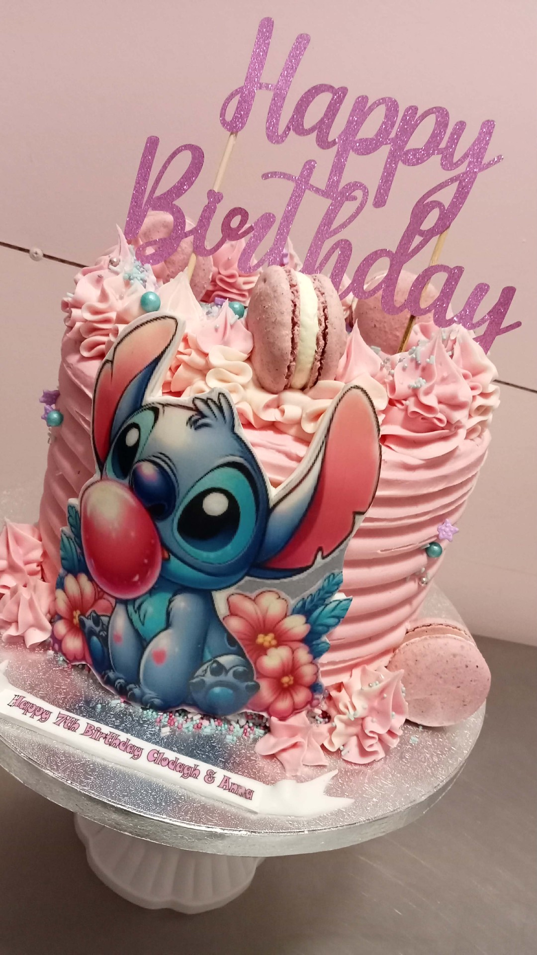 Pink Stitch Macaron — Birthday cake design