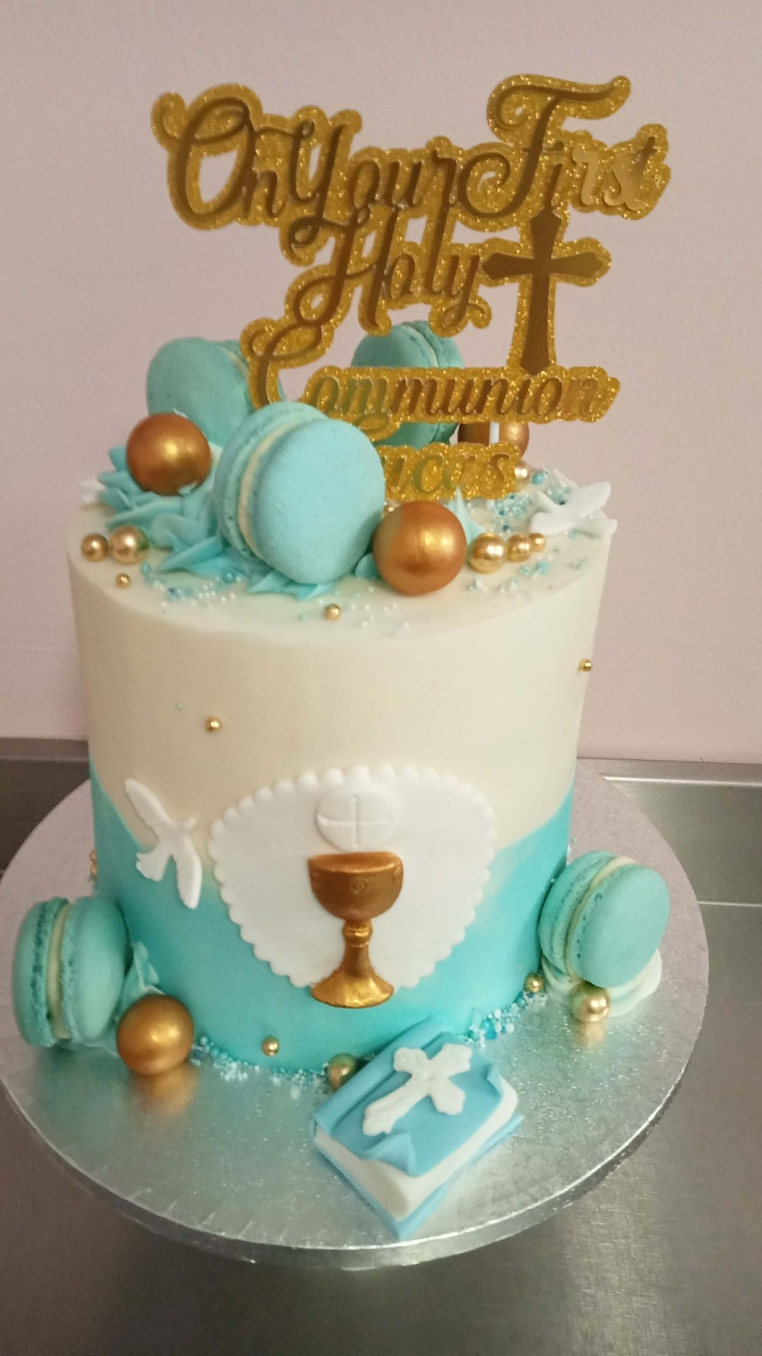 Teal Chalice Communion — Communion & Confirmation cake design