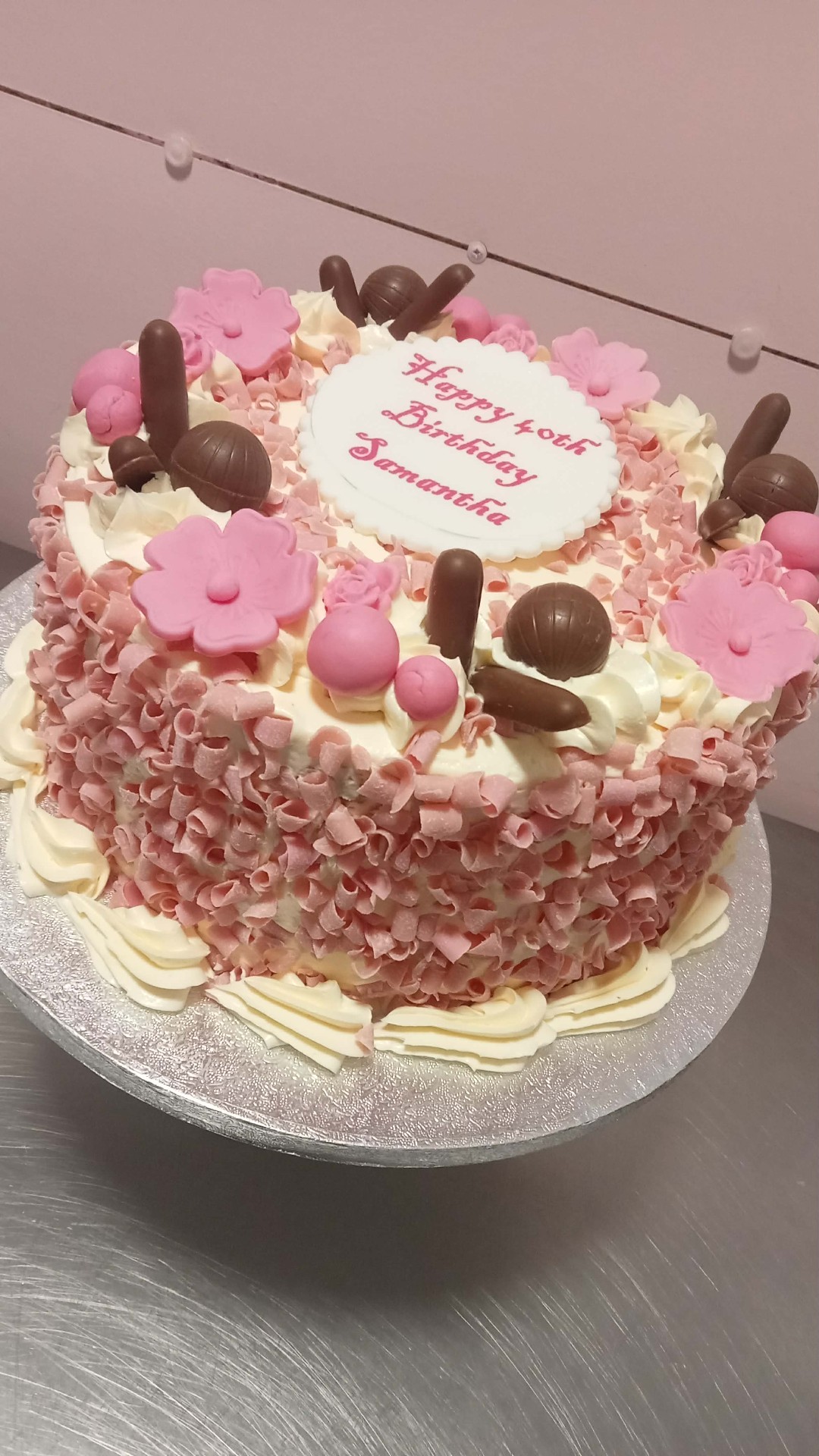 Pink Petal Truffle — simple celebration cake design