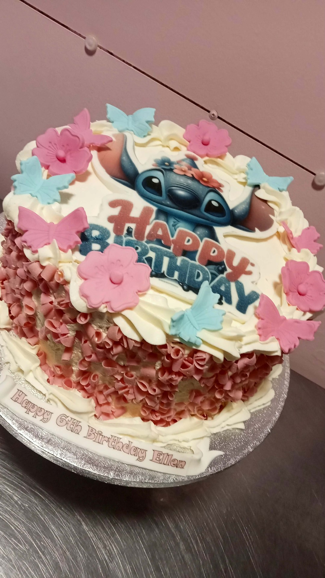 Stitch Blossom — simple celebration cake design