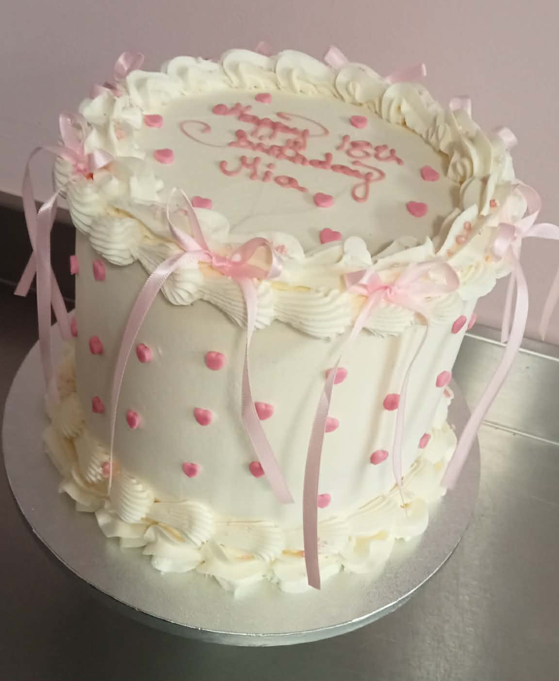 Pink Ribbon Blossom — vintage cake design