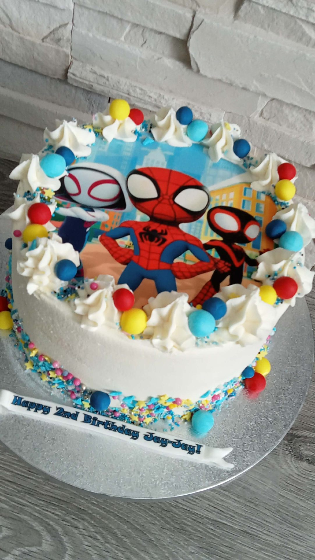 Spidey & Friends — simple celebration cake design