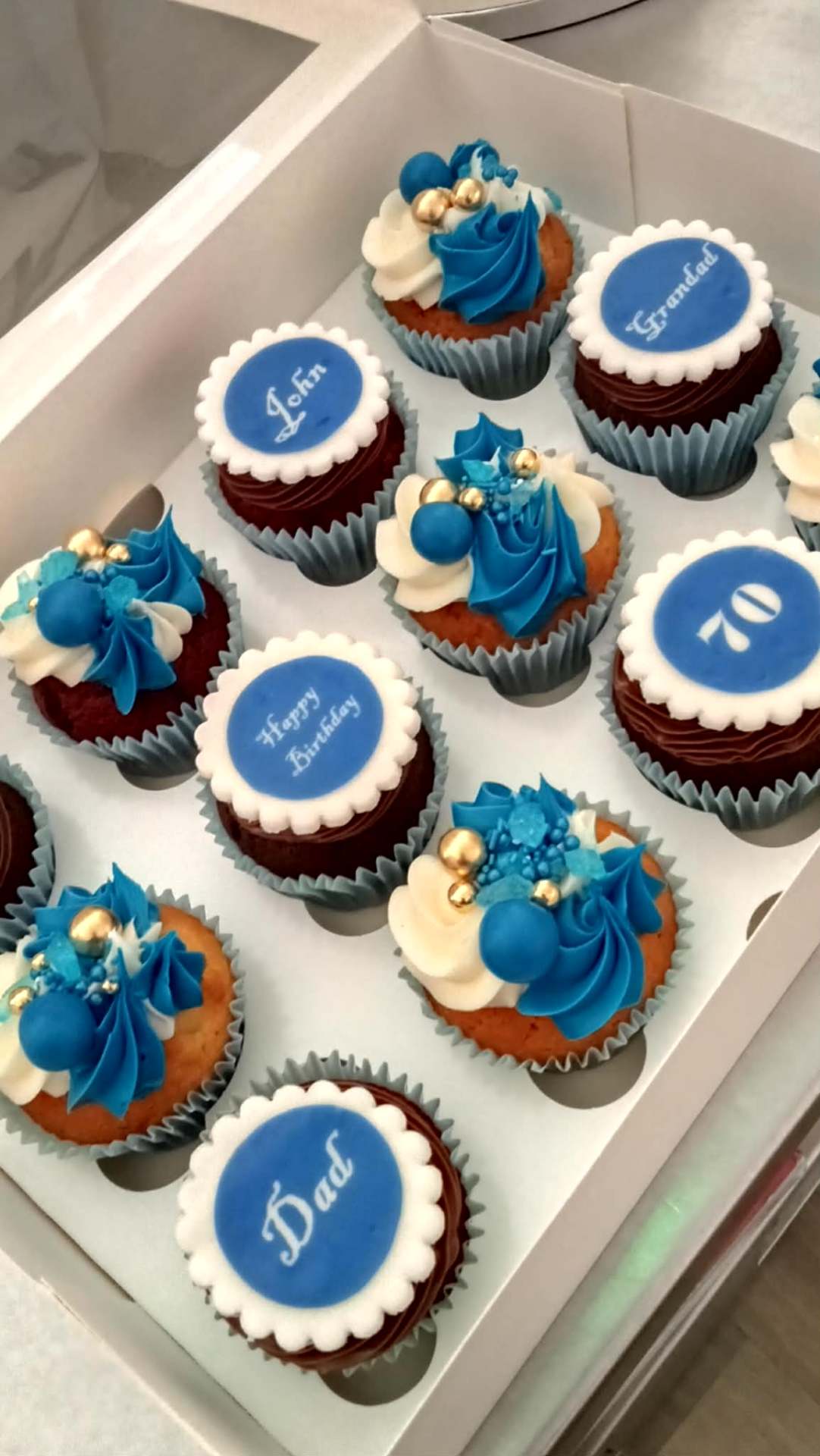 Blue & White Swirl — Birthday Cupcakes design
