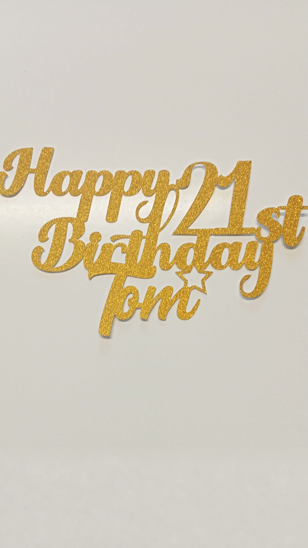 Birthday Star Script cake topper